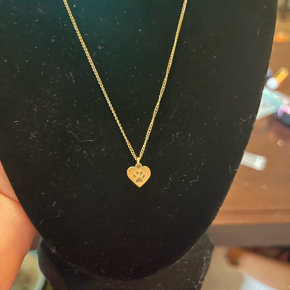DOGEARED GOLD DIPPED PAW PRINT HEART CHARM NECKLACE
